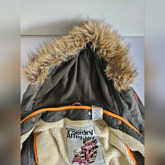 Superdry | Coat -XS Army | Hooded Jacket With Removable Lining - Picture 6 of 9